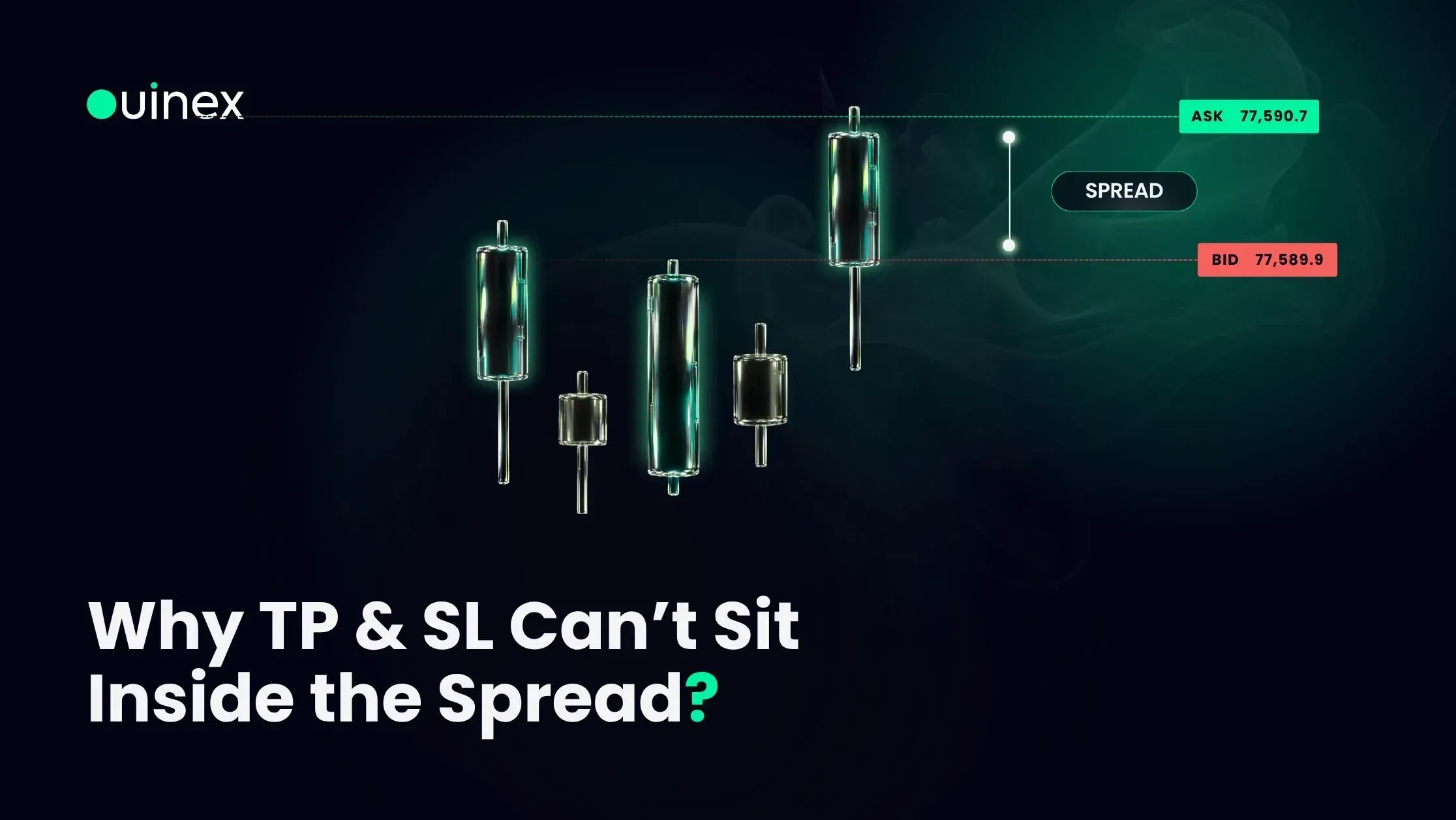 Por qué no puedes poner un take profit o stop loss dentro del spread — portada de Ouinex Academy