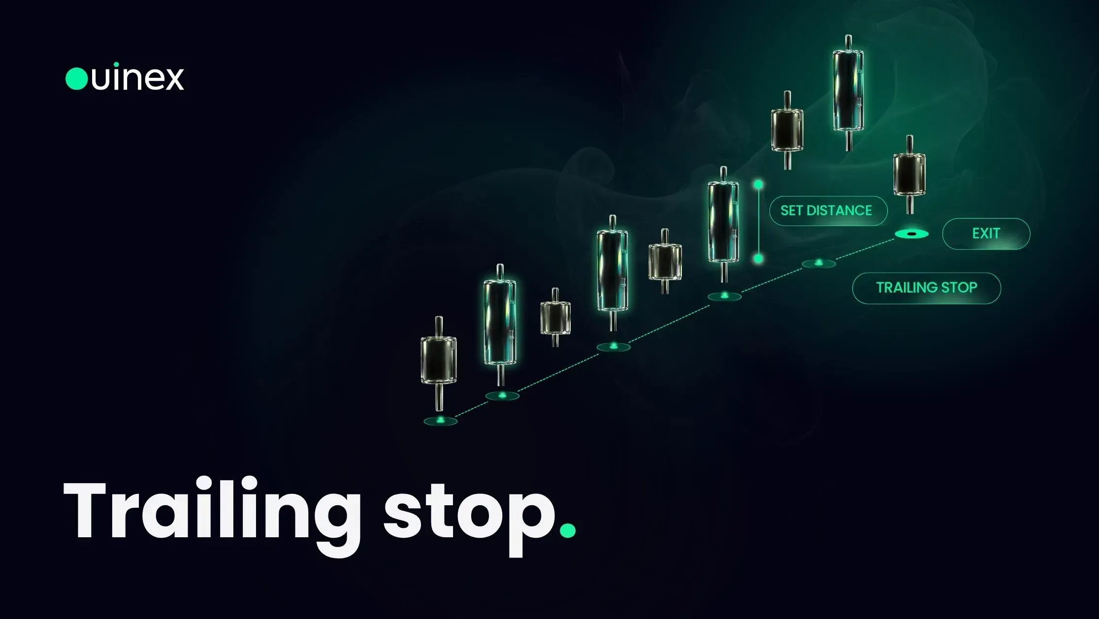 Orden trailing stop explicada: dejar correr un ganador sin vigilarlo — portada de Ouinex Academy