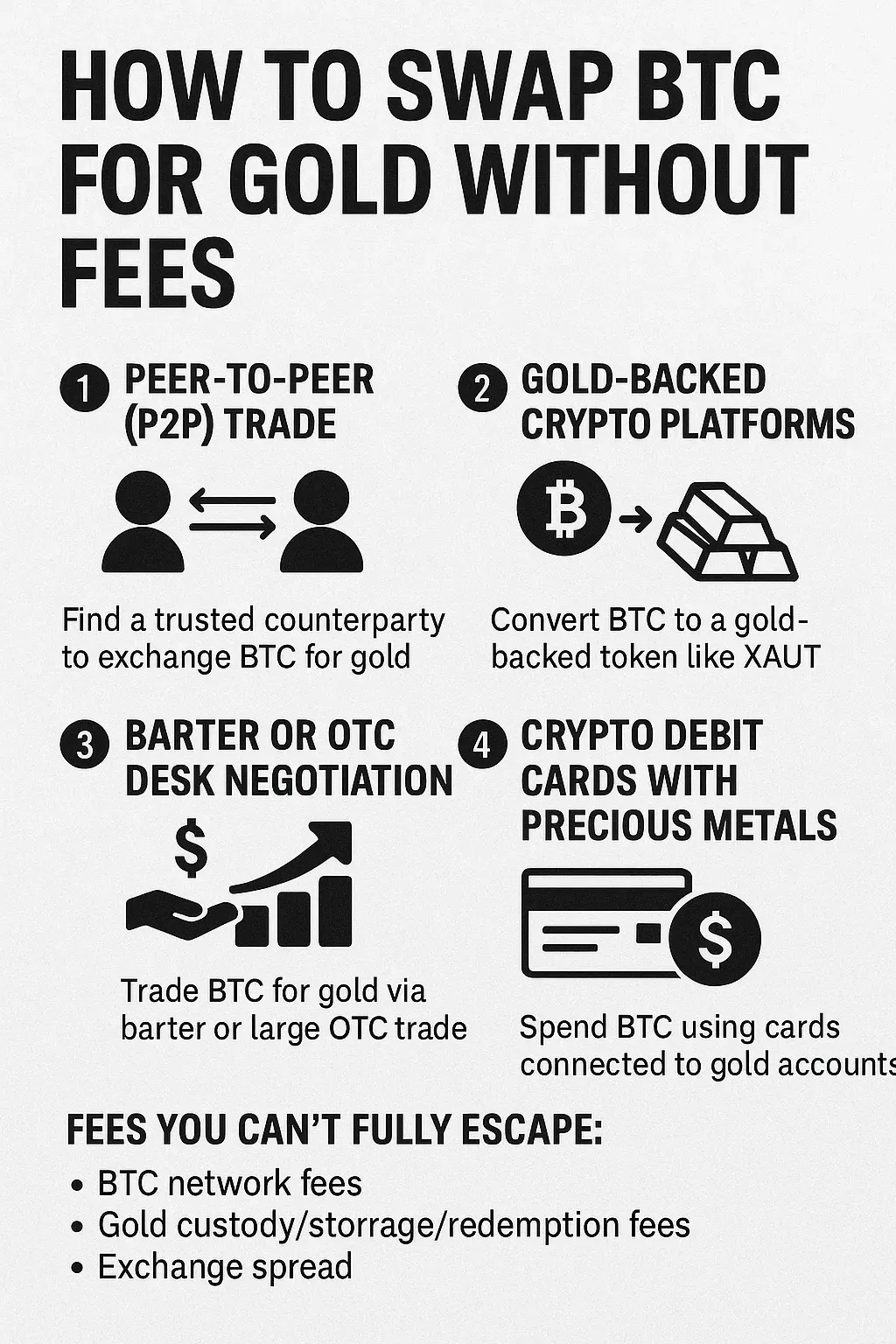 How to swap BTC for gold without fees