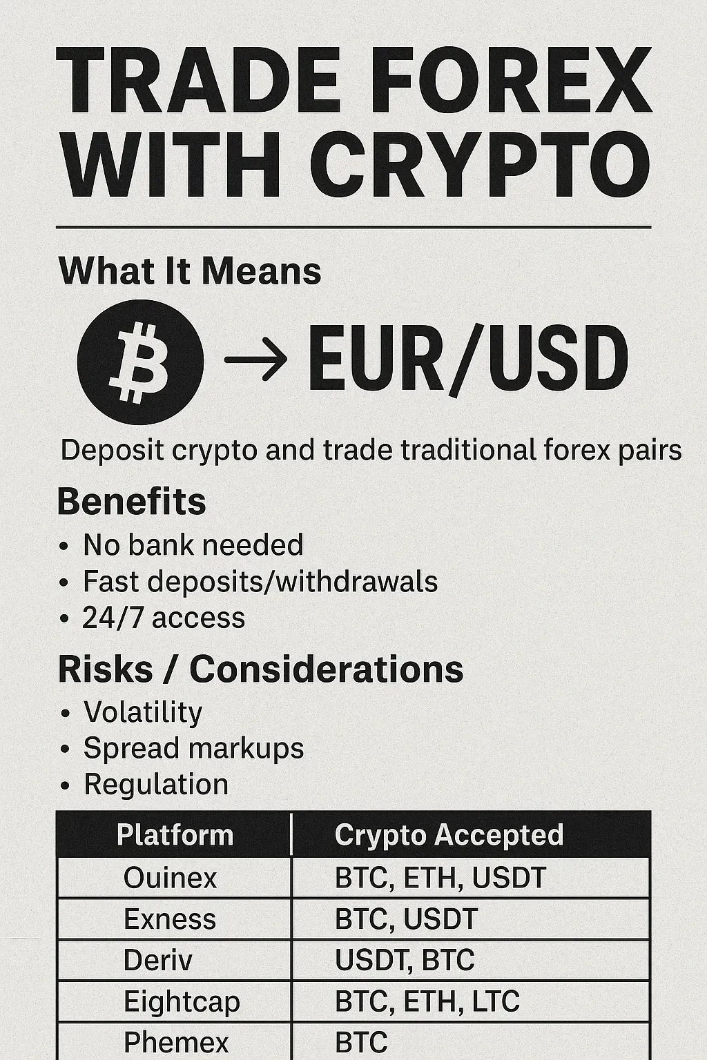 Trade Forex with Crypto