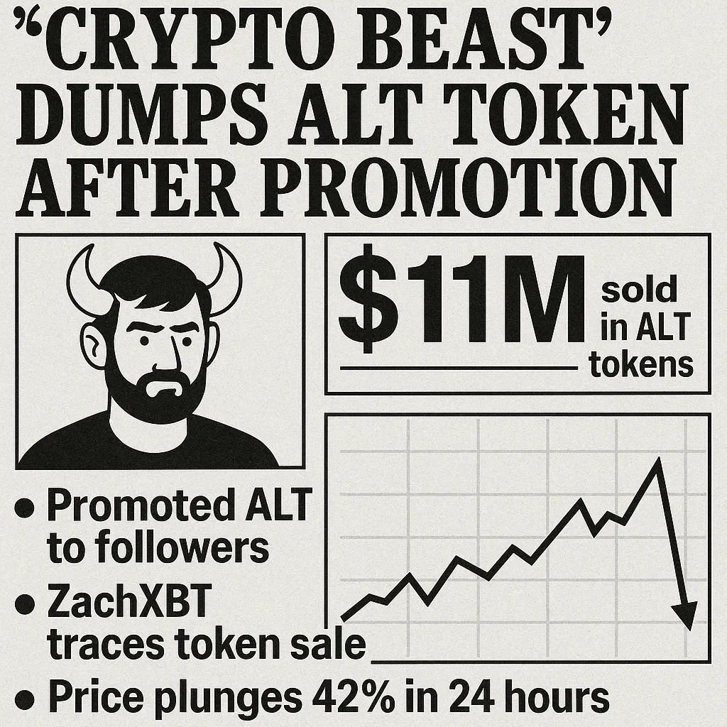 ZachXBT reveals Crypto Beast sold $11M in ALT